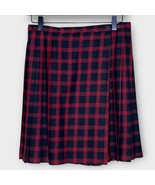 CALVIN KLEIN VTG red &amp; black tartan plaid pleated wrap wool skirt size 8... - €38,28 EUR