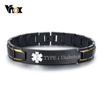 TYPE 2 Diabetes Medical Alert ID Bracelets for Men Customize Free Engraving Dise - £18.91 GBP