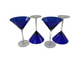 Colin Cowie Set of 4 Colbalt Blue Martini Coupes Glasses JCPenny Home Collection - £23.63 GBP