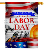 Happy Labor Day House Flag 28 X 40 Double-Sided Star And Stripes Banner - £29.55 GBP