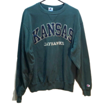 Kansas Jayhawks NCAA Vintage 90s Big 12 Green Sewn Letters Block Sweatshirt XL - £16.94 GBP