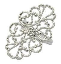 2 Ring Blanks Antiqued Silver Settings Adjustable Long Filigree Pad Ring Making - £1.96 GBP