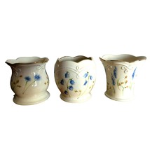 Set 3 Lenox Floral Porcelain Bud Vase Gold Trim Blue Wildflowers Wild Flowers - £19.94 GBP