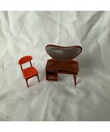 Vintage Dollhouse Vanity Desk &amp; Chair Set Plastic Hong Kong Mid-Century ... - $8.00