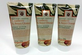 3 X B.B.HILLS Cranberry &amp; Sweet Orange Body Scrub w/ Coffee Powder 7.05 Oz Each - £22.43 GBP