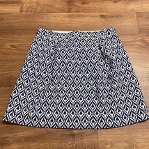 J Crew Women Aztec Pencil Skirt Blue White Diamond Pockets Lined Size 10 - £22.07 GBP