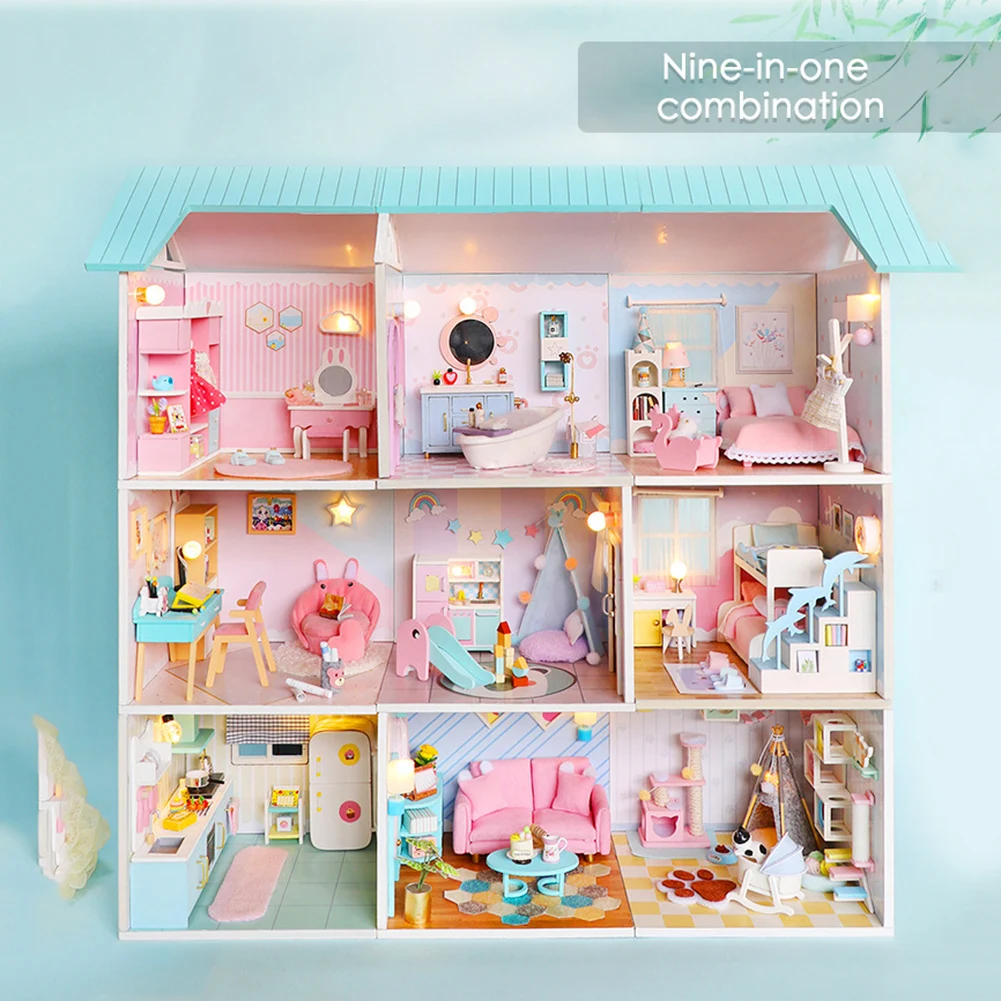DIY Hut 3D Wooden Doll House Manual Assembling Toys Kit Kids Birthday Gifts DIY - £19.77 GBP+