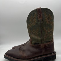 Justin Driller SE4688 Mens Brown Green Leather Work Western Boots Size 12 D - $49.49