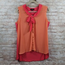 SPENCE Womans Blouse Medium Peach Pink Semi-Sheer Colorblock Top Sleeveless NWT - $16.82