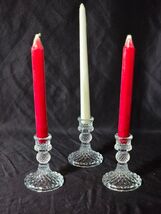 Harlequin Glass 4&quot; Candlestick Dinner Candle Holder Diamond Pattern - Se... - $16.98