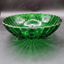 Vintage Anchor Hocking 1950&#39;s Forest Green Oyster And Pearl 8½” Footed Bowl - $17.79