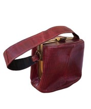 Vintage 1940 Sterling Handbag Genuine Reptile Skin Blood Red - $37.09