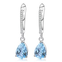 Et natural sky blue topaz earrings genuine 925 sterling silver fine jewelry 7x10mm drop thumb200