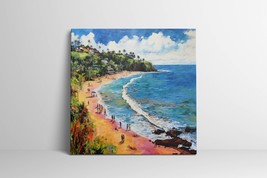 Beach Painting Aerial View, Retro Ocean Beach Beautiful Seascapes Large Wall Art - £15.54 GBP+