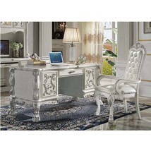 Dresden Executive Office Chair, Faux Leather &amp; Bone White Finish - $8,669.30 MXN