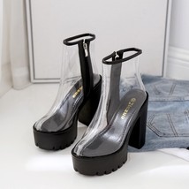 LTARTA 2021 Women Clear Boots Transparent White Bottom Waterproof Platform Thick - £46.17 GBP