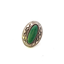 Vintage Signed Sterling Carolyn Pollack Relios Oval Green Turquoise Stone Ring 8 - £67.26 GBP