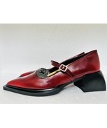Vagabond Vivian Red Brush Off Leather Block Heel Pointed Toe Mary Jane Pumps - $115.00