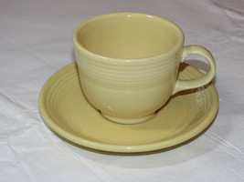 Fiesta Homer Laughlin China Co Coffee Tea Cup &amp; Saucer set light yellow ... - $12.86