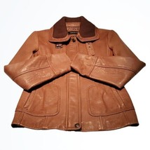Jones New York Tan Soft Leather Bomber Jacket Size M Medium - £129.12 GBP