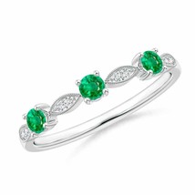 ANGARA Emerald &amp; Diamond Marquise and Dot Band in 14K Solid Gold - £461.53 GBP