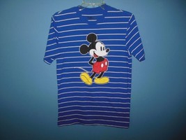 Ladies Disney Mickey Mouse Tee Small Blue w White Stripes - £7.98 GBP