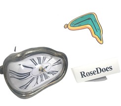 Rose Does Salvador Dali Clock Surrealism Silver Where Art Meets Time - $11.83