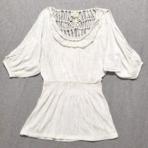 Sweet MISS ME Tunic Top XS Ivory Macrame Peasant Festival Fairy Cottagec... - £29.53 GBP