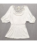 Sweet MISS ME Tunic Top XS Ivory Macrame Peasant Festival Fairy Cottagec... - $55.44 CAD