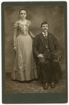 Circa 1880&#39;S Unique Cabinet Card Featuring Gothic Looking Victorian Couple - £8.92 GBP