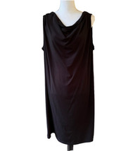 AGB Black Sleeveless Sheath Midi Dress Size 18W Black Drape Neck Stretch - $22.76