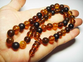 Islamic Prayer Beads Natural Amber Prayer 45 Beads Tasbih Tasbeeh Muslim pressed - £94.96 GBP