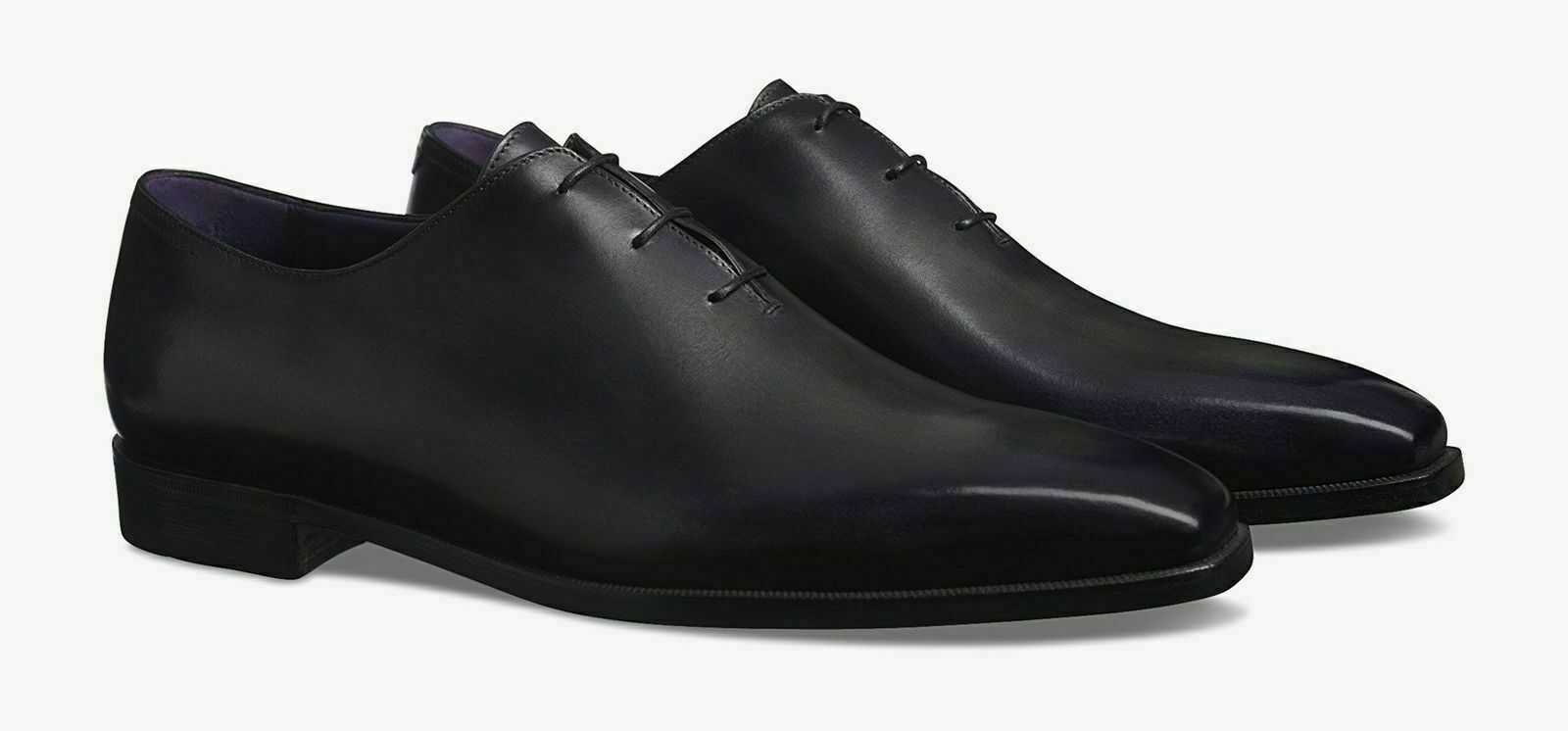 Handgefertigte echtes schwarzes Leder One Piece Herren Schnürschuhe 2019