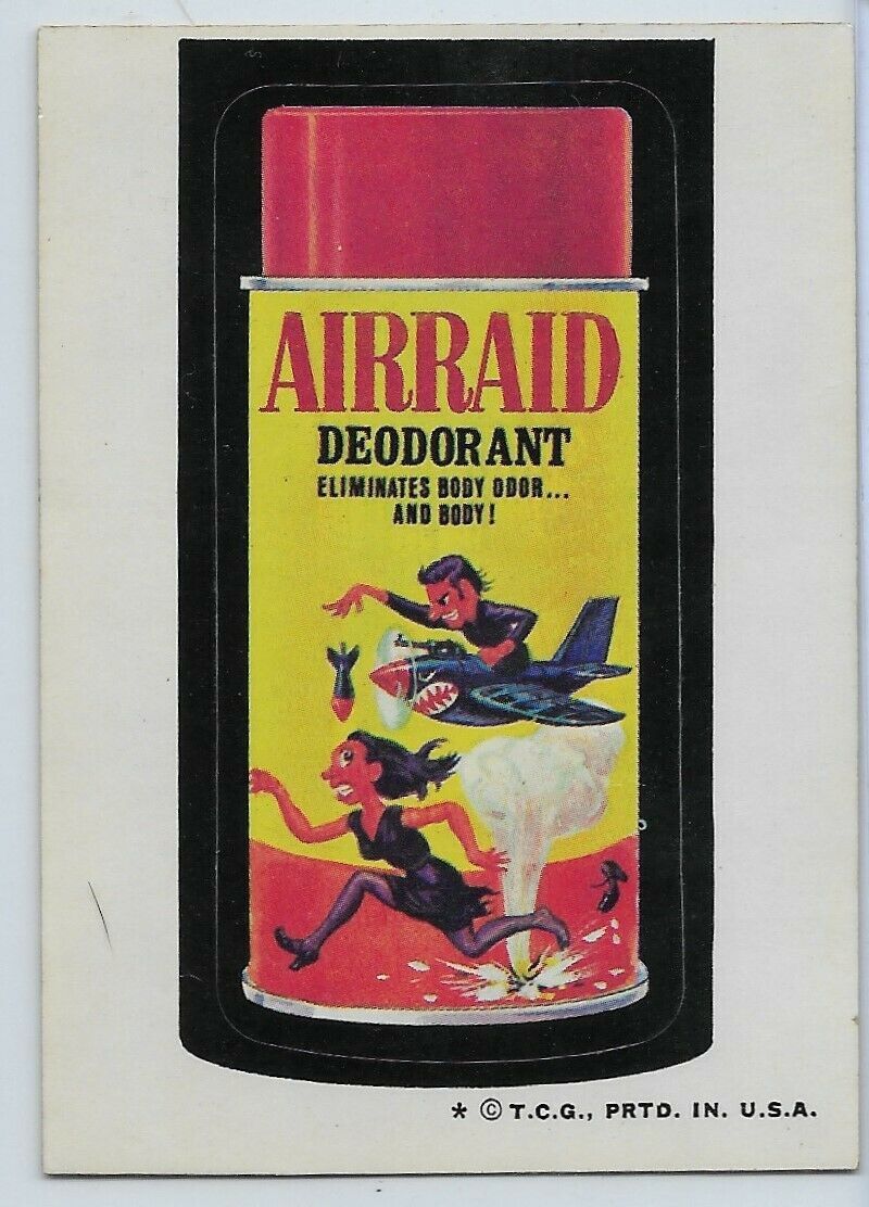 AirRaid Deoderant 1974 Wacky Packages Original 6th series Spoof of Arrid - $4.99