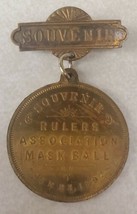 Rulers Association Mask Ball Jan. 23, 1897 Elks Club Souvenir Medal Pinback - £55.23 GBP