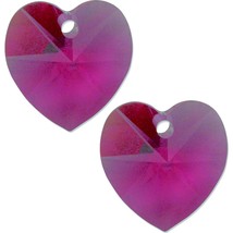 2 Fuchsia Swarovski Crystal Heart Pendant 6202 10mm - £5.81 GBP