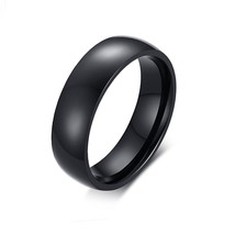 Unisex 6mm Classic Black Blue Rose Gold Men Rings Fashion Jewelry Stainless Stee - £7.96 GBP