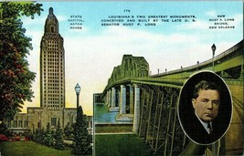 State Capitol and New Huey P Long Bridge Louisiana Postcard - £5.41 GBP