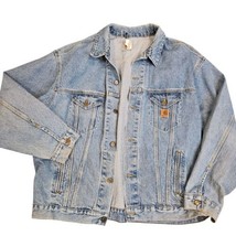 Vintage 90s Carhartt Denim Jean Trucker Jacket 2X Tall JU1998 Classic US... - $120.75