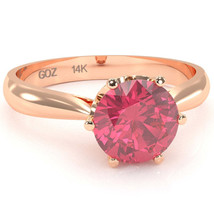 Crown Setting Pink Tourmaline Engagement Ring In 14k Rose Gold - £392.01 GBP