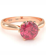 Crown Setting Pink Tourmaline Engagement Ring In 14k Rose Gold - $679.52 CAD