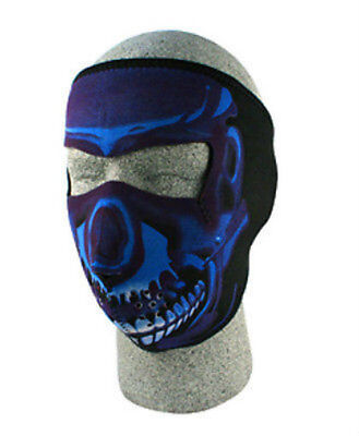 SKULL Blue Chrome Neoprene Face Mask Biker Motorcycle Ski Snowmobile Sno... - $11.76