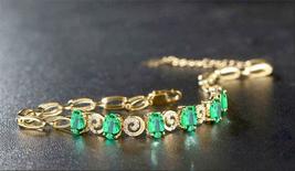 9Ct Brilliant Oval Cut Green Emerald Womens Braclet 14k Yellow Gold Finish - £143.99 GBP