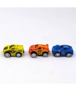 3 Hot Wheels Micro Mini Pull-Back and Go Cars Lot 3/4&quot; Yellow Orange Blu... - $9.89