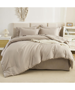 Litanika Comforter King Size Set Oatmeal - 7 Pieces Bed in a Bag King Be... - £70.08 GBP