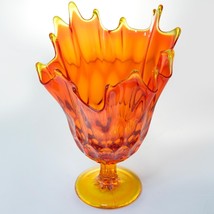 Murano Glass Vase Mid-Century-Orange - £402.06 GBP