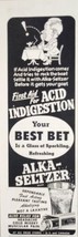1951 Print Ad Alka-Seltzer for Acid Indigestion Drawn by Artist Robert Watkins - £10.05 GBP