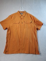 Field &amp; Stream Button Up Shirt Mens Size XL Orange Cotton Short Sleeve Collared - £5.94 GBP