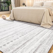 5X7 Area Rugs For Living Room Machine Washable Rug Distressed Indoor Carpet Neut - £95.11 GBP