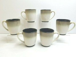 6 Sango Nova Black 4932 Stoneware 4&quot; Replacement Drink Coffee Cup Table Mugs Set - £31.00 GBP